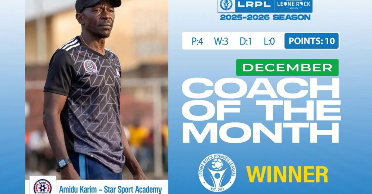 Star Sport Academy’s Amidu Karim Wins Leone Rock Premier League Coach of the Month