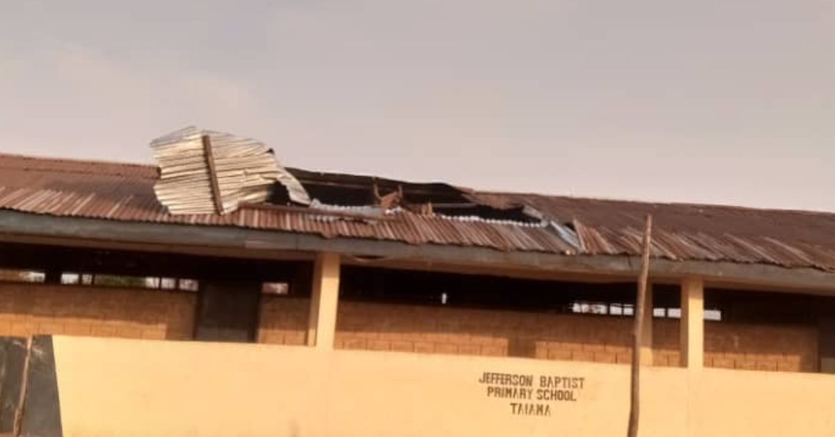 Heavy Windstorm Unroofs Classrooms at Jefferson Baptist Primary School in Moyamba