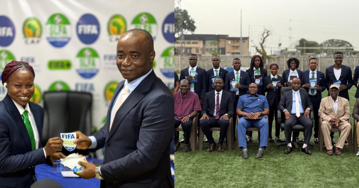SLFA President Awards FIFA Badges to Ten Officials for International Matches