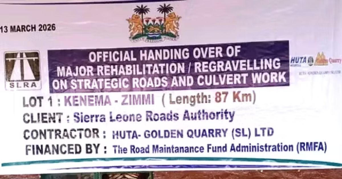 Government Hands Over 87km Kenema-Zimmi Road Project to Boost Regional Connectivity