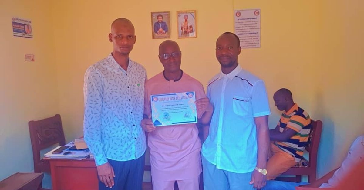 Corruption Watch Certifies Koinadugu Deputy Chief Administrator for Anti-Corruption Engagement