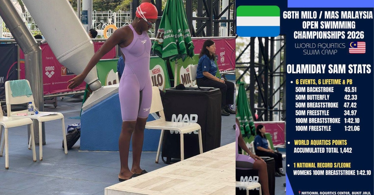 Sierra Leonean Swimmer Ola Selected for Commonwealth Games 2026 After Impressive Post-Olympic Gains