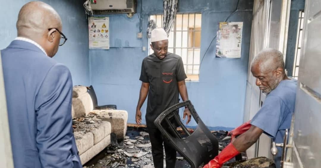 Information Minister Chernor Bah Inspects SLBC Building After Fire Incident