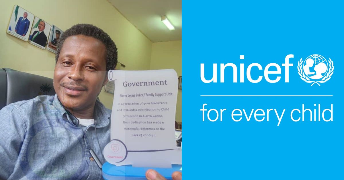 UNICEF Awards Sierra Leone Police FSU Head for Child Protection Efforts