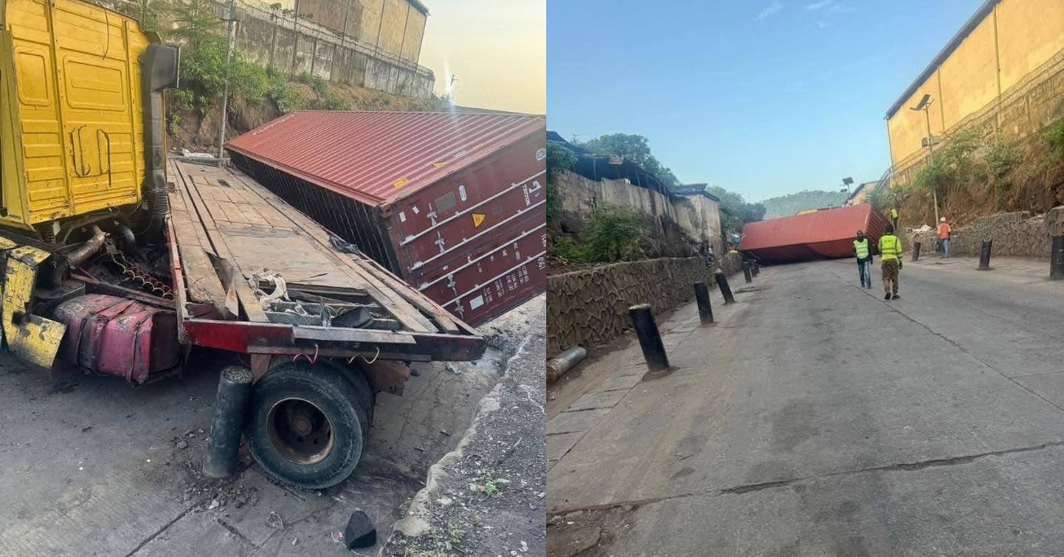 Another 40-Foot Container Trailer Capsizes at Freetown Water Quay