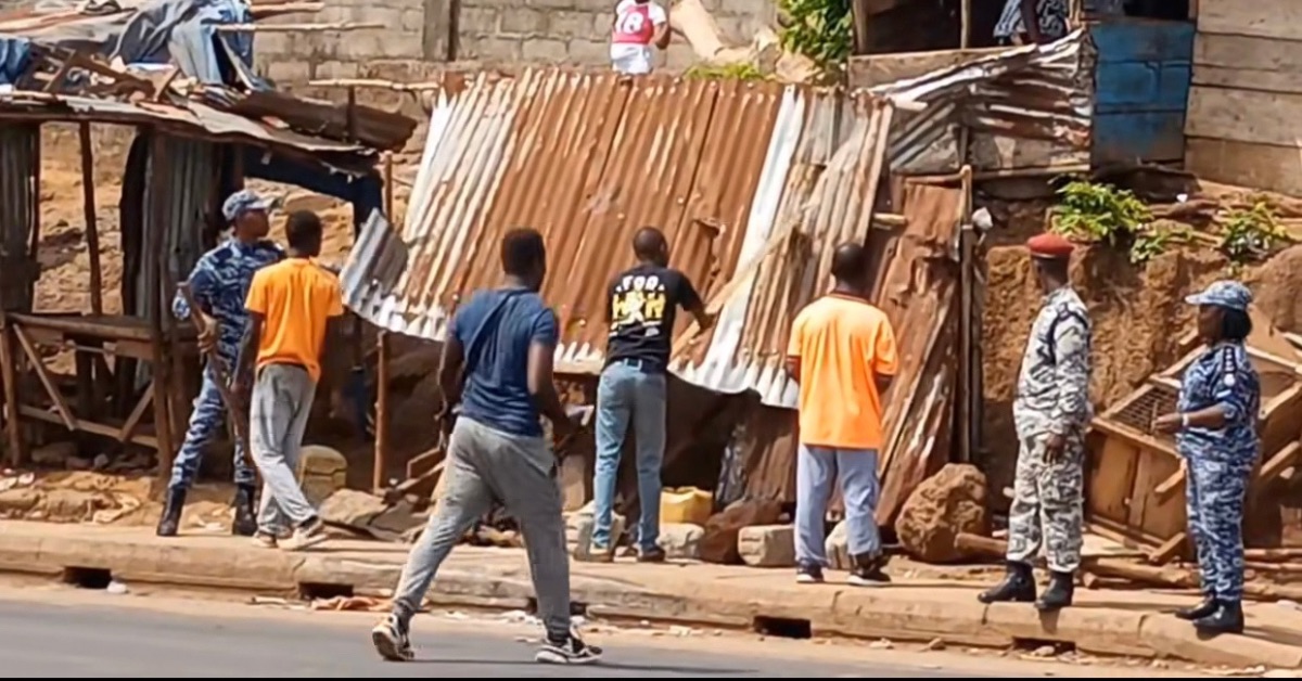 Police Demolish Roadside Structures After Fatal Container Accident on Rokel-Waterloo Highway