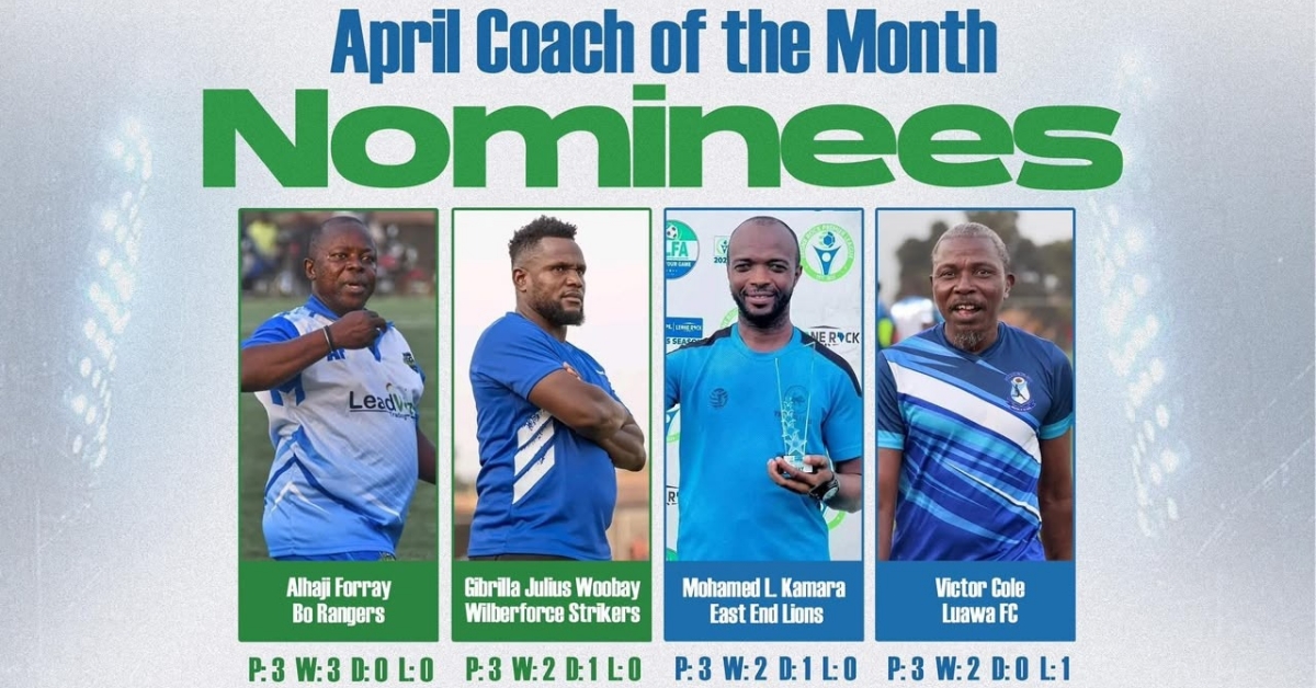 Leone Rock Premier League Unveils April Coach of the Month Nominees