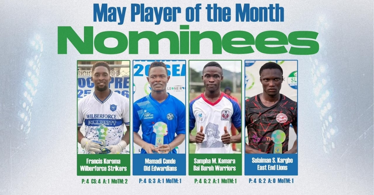Leone Rock Premier League Unveils May Player of the Month Nominees