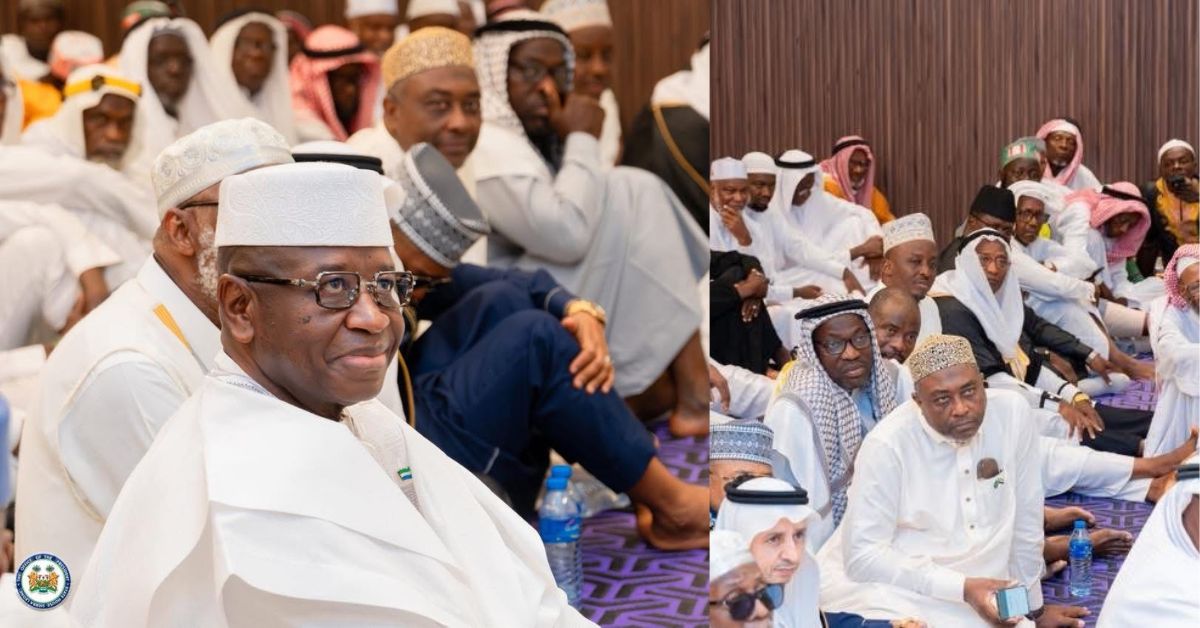 President Bio Joins Returning Hajj Pilgrims for Jumma Prayers at State House