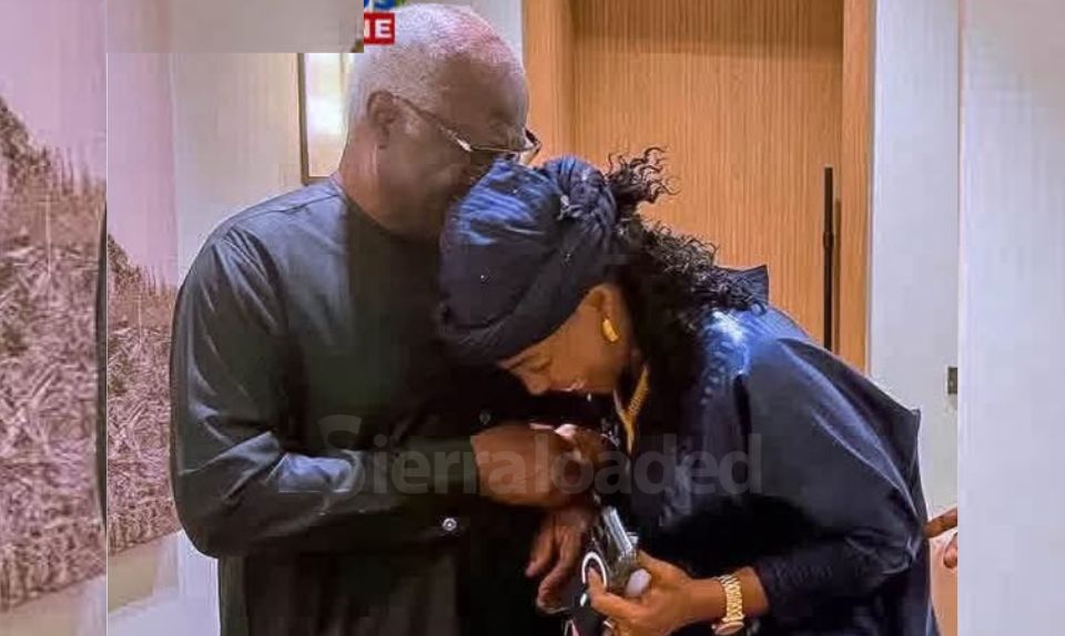 First Lady Fatima Bio, Ex-President Koroma Share Cordial Moment at ECOWAS Summit in Lungi