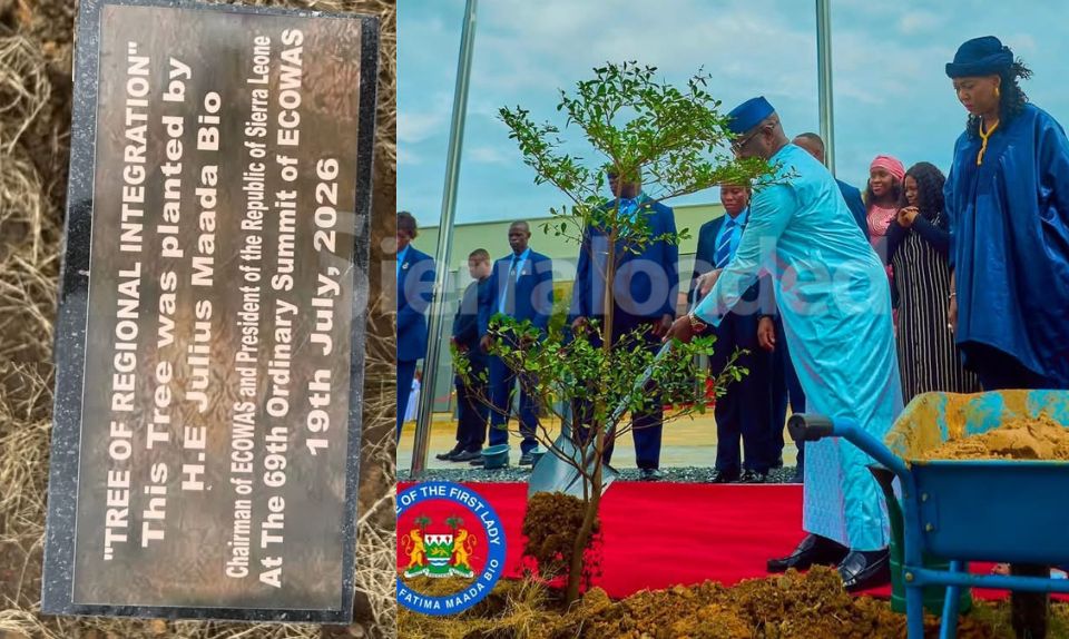 President Bio Plants Symbol of West African Unity at ECOWAS Summit in Lungi