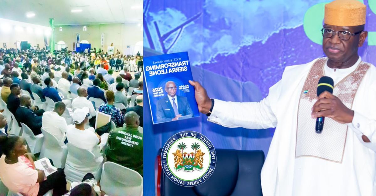 President Bio Highlights Governance and Development Gains at Makeni Town Hall