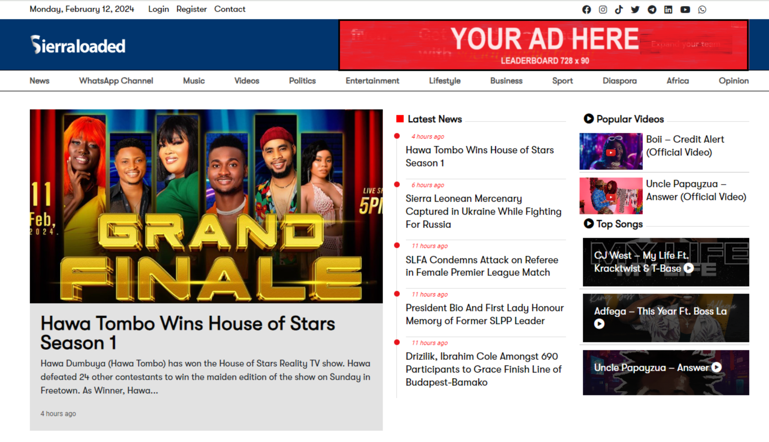 Sierraloaded leaderboard advertising example