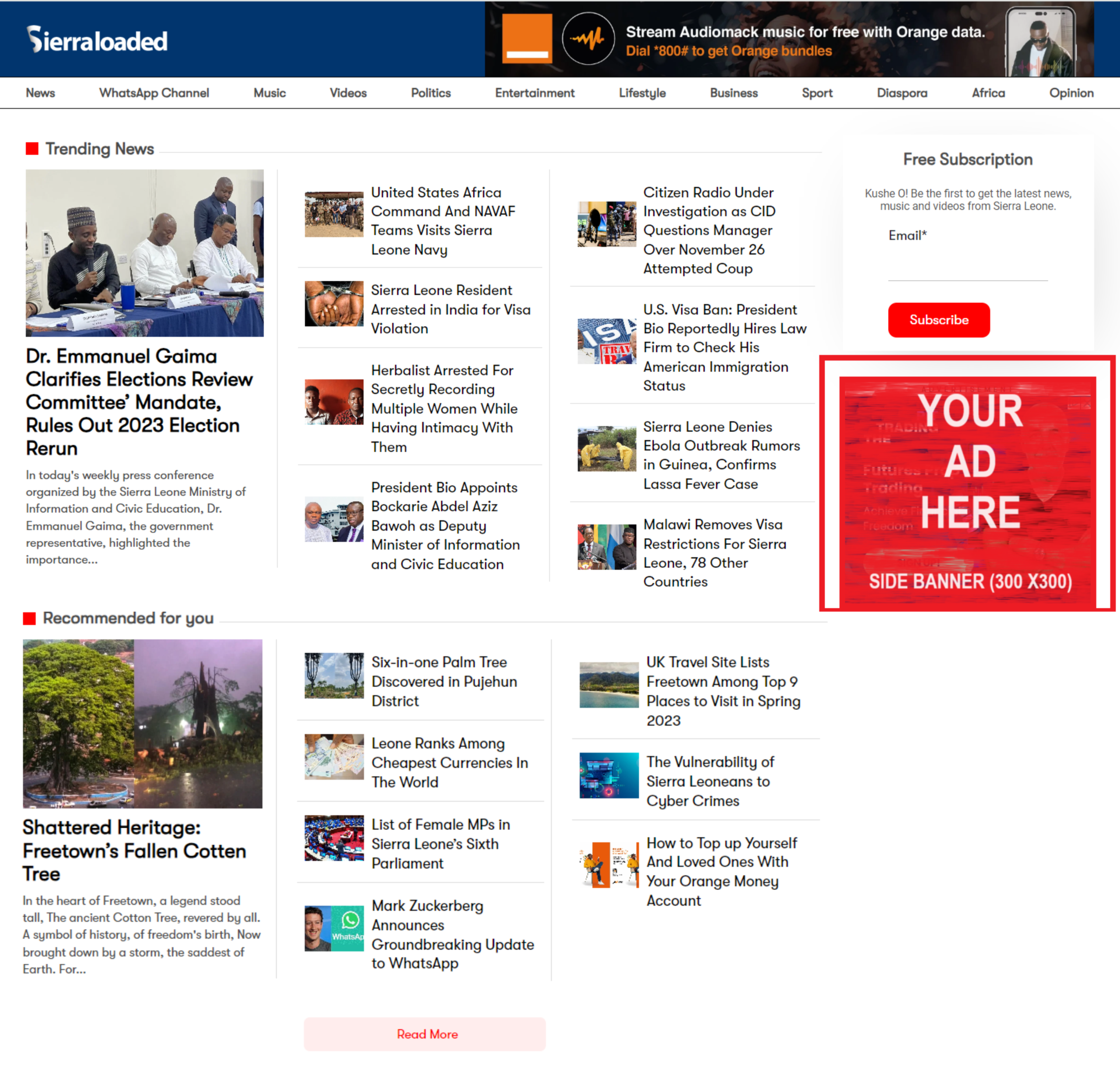 Sierraloaded sidebar advertising example