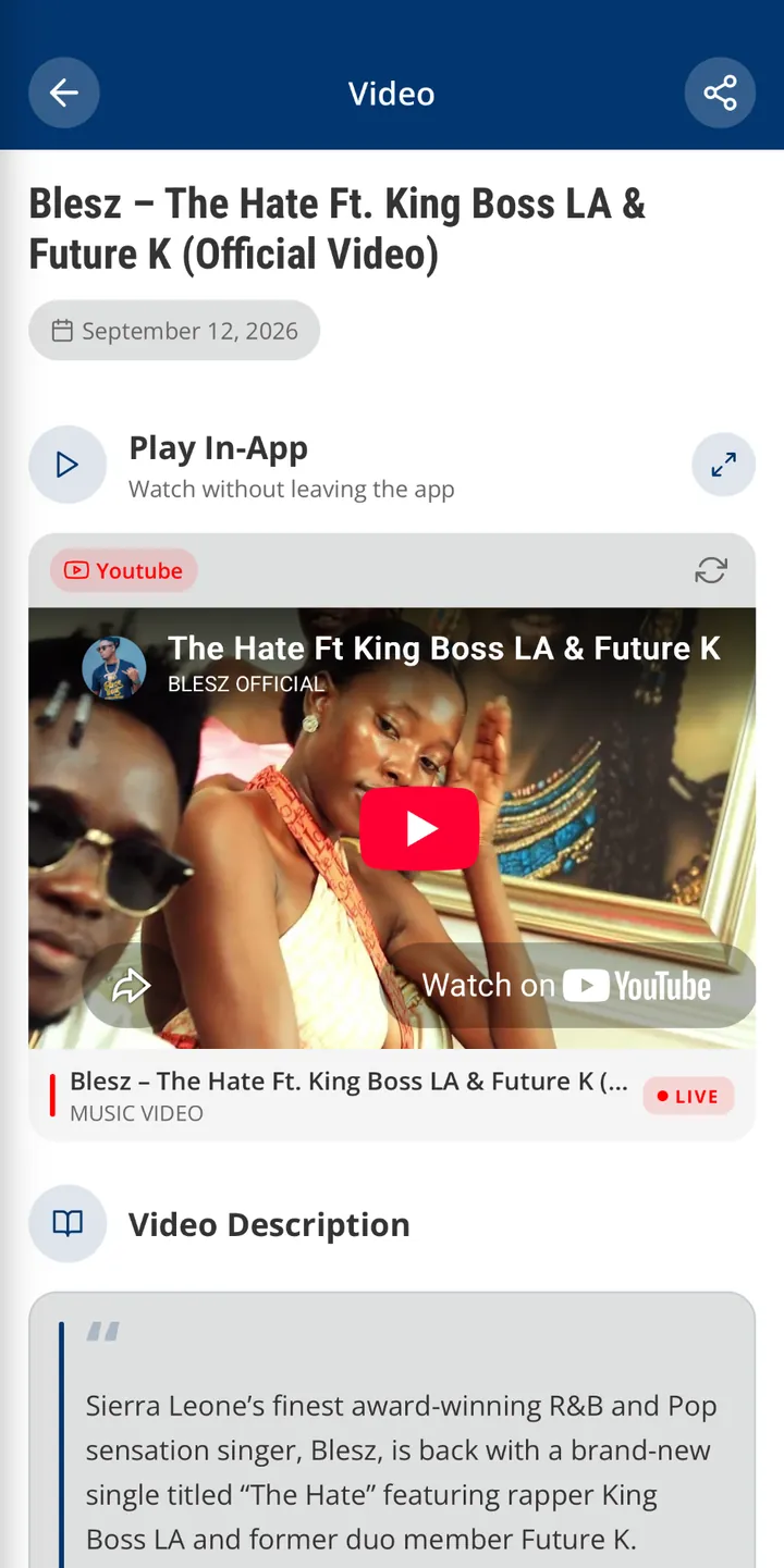 Sierraloaded app video screen