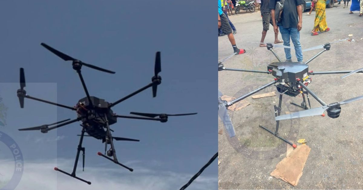 Sierra Leone Police Tests New Tear-Gas Drone in Freetown