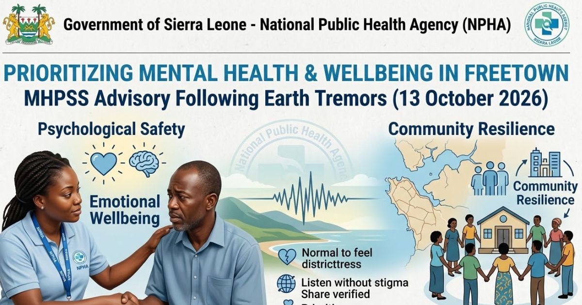 NPHA Issues Mental Health Advisory After Earth Tremors in Freetown