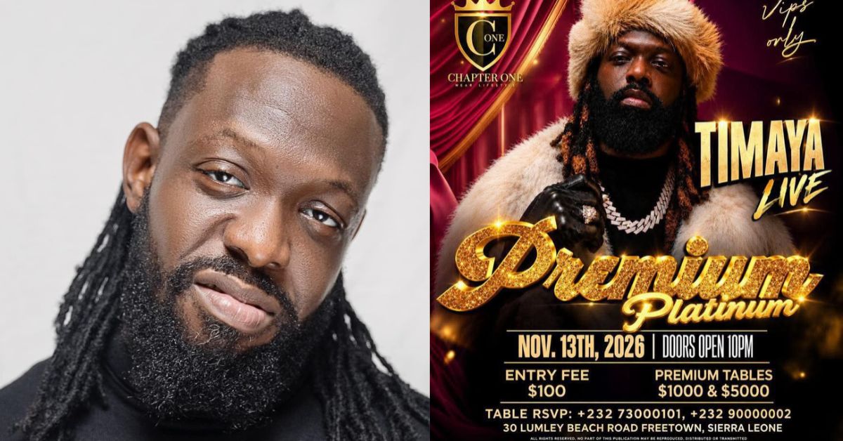 Nigerian superstar Timaya set to perform in Freetown